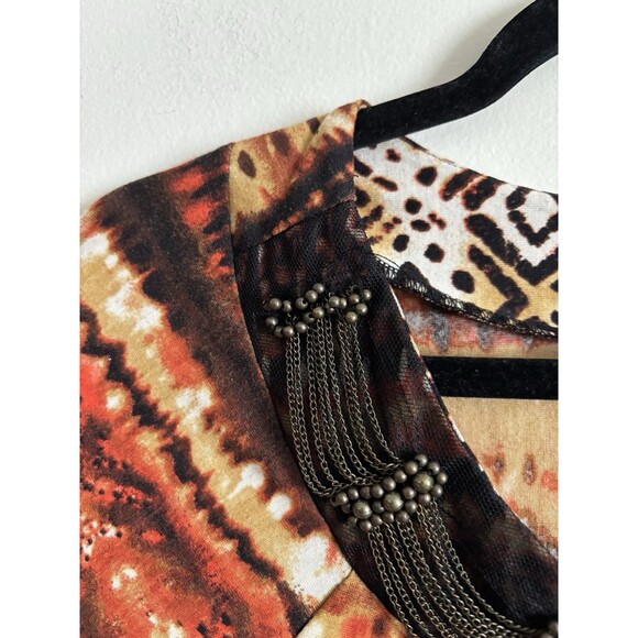VTG CATO Womens Medium Y2K 90s‎ 2000s Animal Print Beaded Chain Top Summer Club - Picture 7 of 7